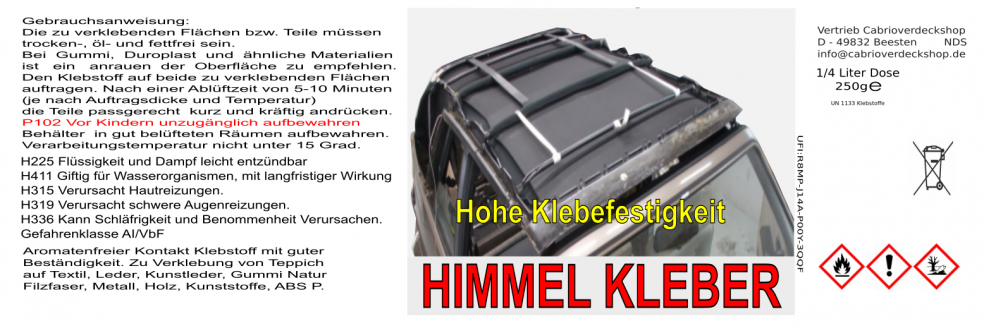 Preview: Cabrio Himmel Kleber 1/4 Liter