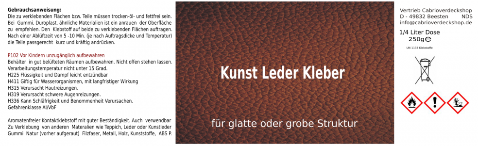 Kunstleder Kleber 1/4Liter
