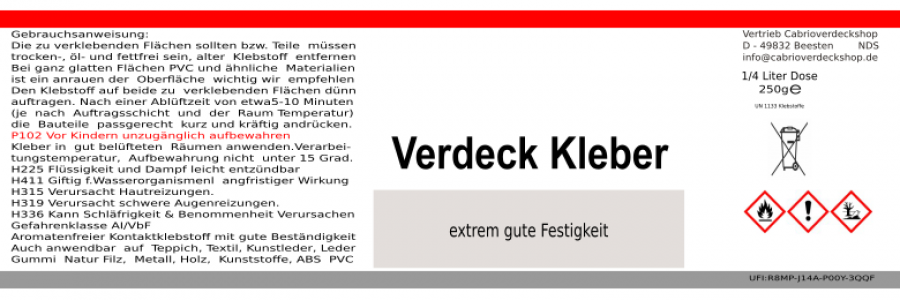 Verdeck Kleber 1/4 Liter